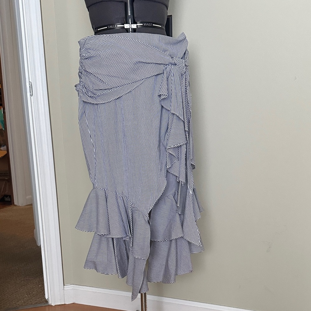 Striped Ruffle Midi Skirt